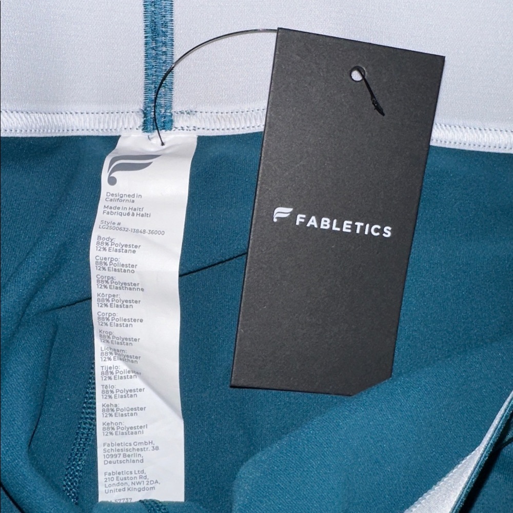 NWT Fabletics On-The-Go Green Abyss Powerhold High-Waisted Leggings (L) - Picture 3 of 4